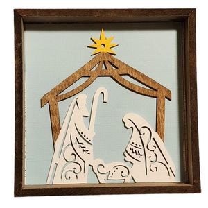 Handmade Nativity decor 5.75x5.75 inches Great for Tired Trays & Gifts!
